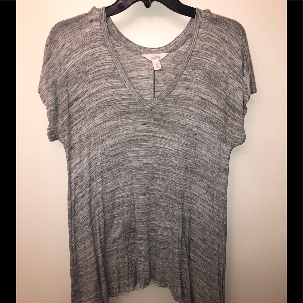 Sun & Shadow Gray V-neck Top